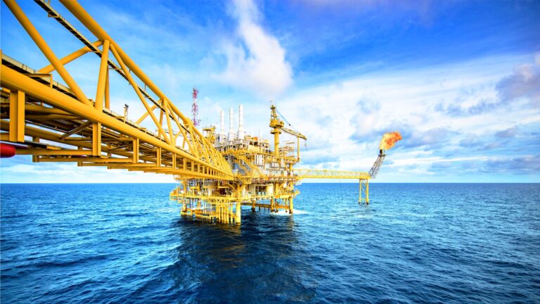 Oil rig showing flare tip